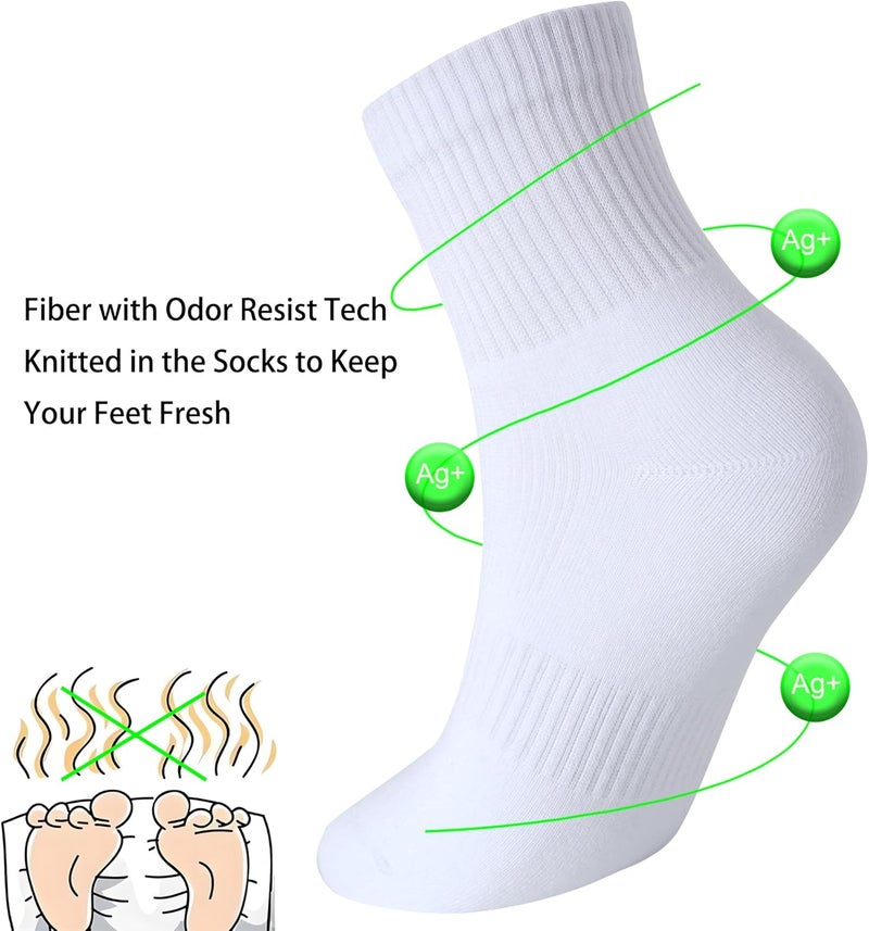 WindCrosser Womens Anti Odor Blister Proof Seamless Cotton Moisture Wicking Sports Quarter Crew/Ankle Dress Socks,Size 6-10 - Image 3